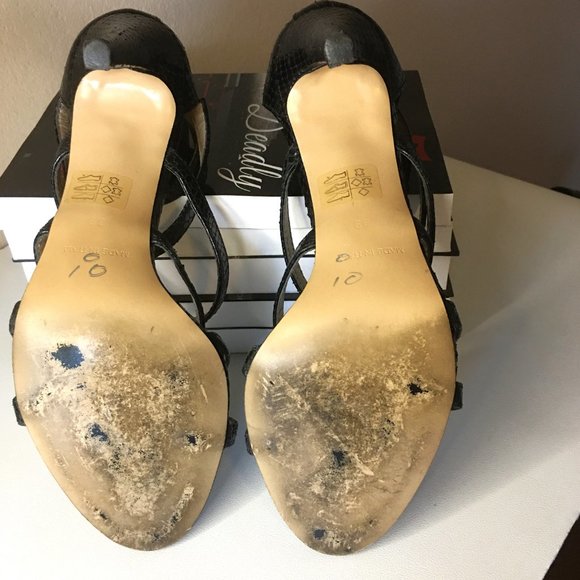 BCBG MAXAZRIA Black Strappy Ankle Cage Zip Back Heels ๐ฆ๐ฆ - Picture 12 of 14